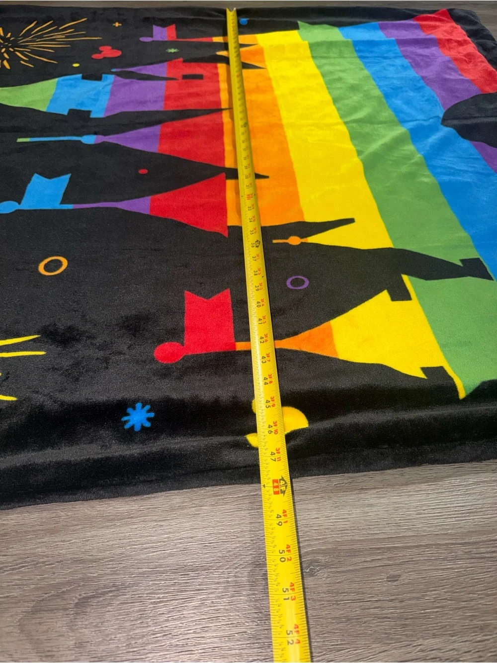 Disney Parks Rainbow Pride Castle Reversible Sequin Throw Blanket Fleece Firewor